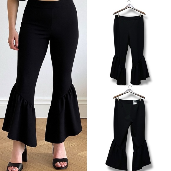 INC International Concepts Pants - 260 INC International Concepts | NWT Black Flare Leg Ruffle Hem Pants (Size 8)